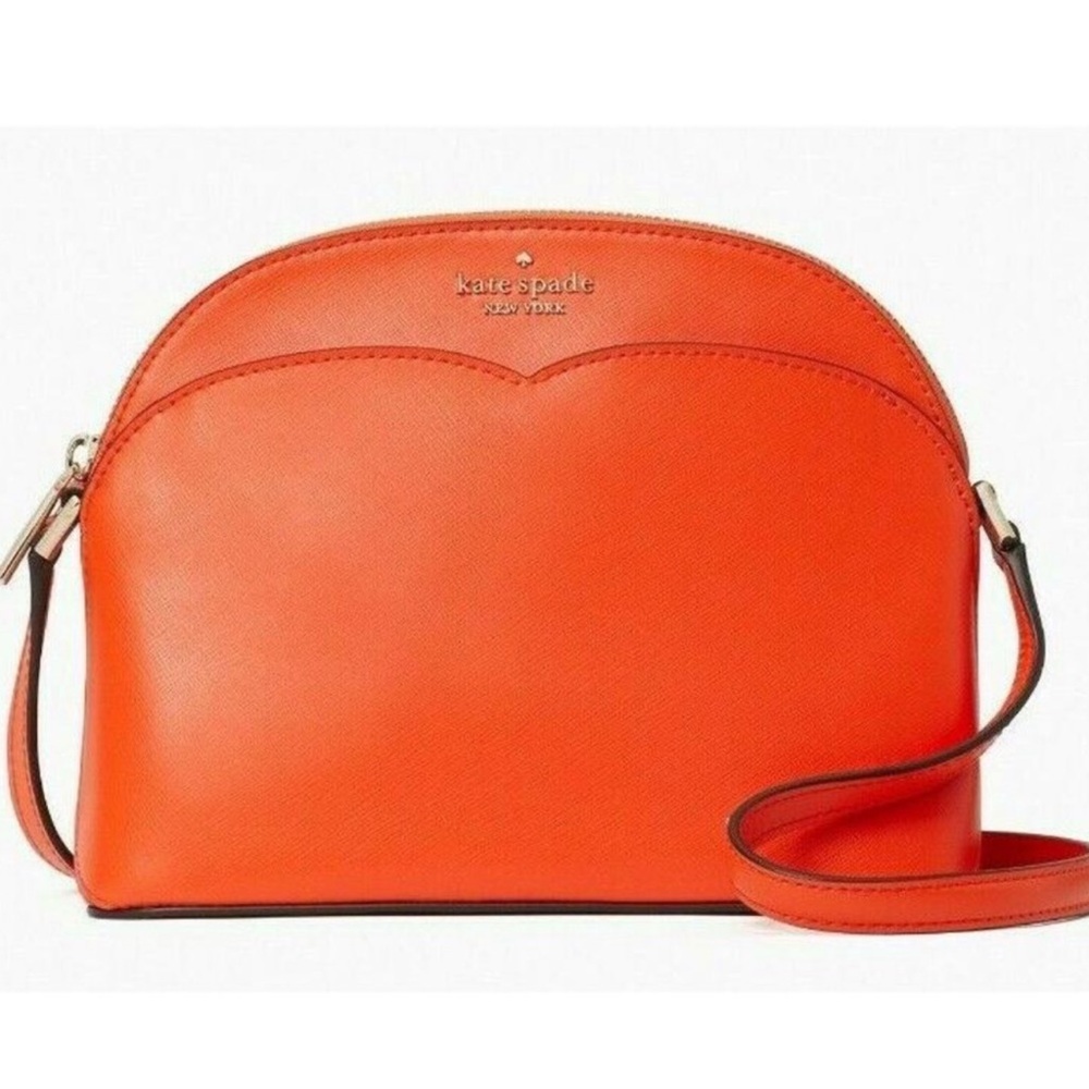 Kate Spade Payton Large Dome Crossbody Orange Leather